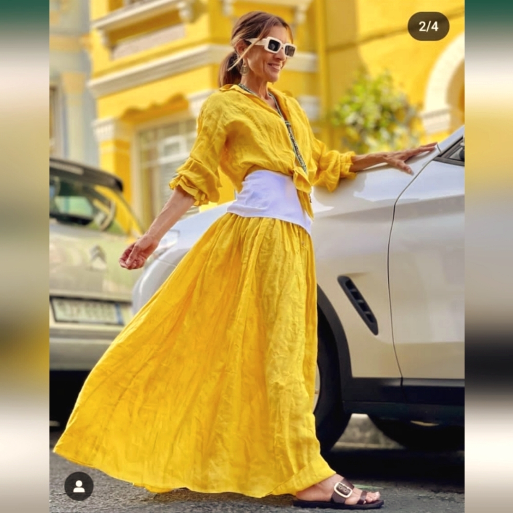 ZARA MAXI BOHO SKIRT YELLOW SIZE XS - Picture 8 of 15
